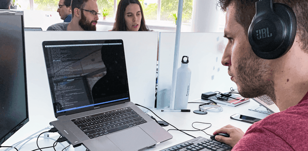 Man working in his laptop