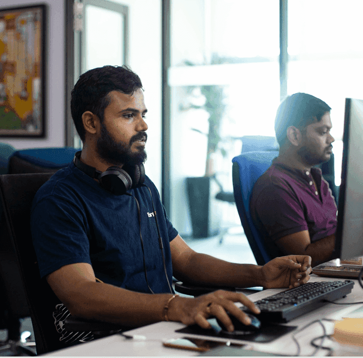 Man focused while working