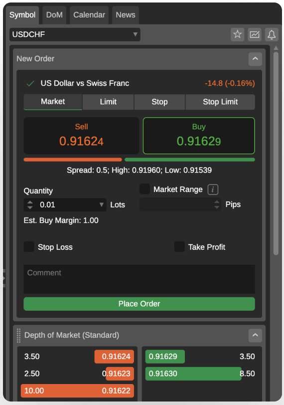 Menu for calculating trade margins feature